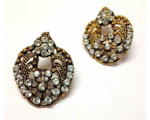 Golden Oxidized Women Earrings Jhumka Jhumki Jewelry Push Back Drop Dangle 52